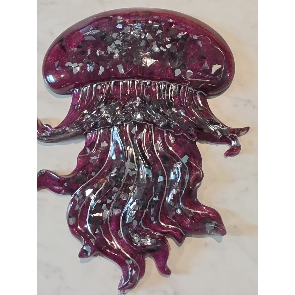 Handmade Resin Jellyfish Light Up Flashing Purple Decoration Gift. 1005